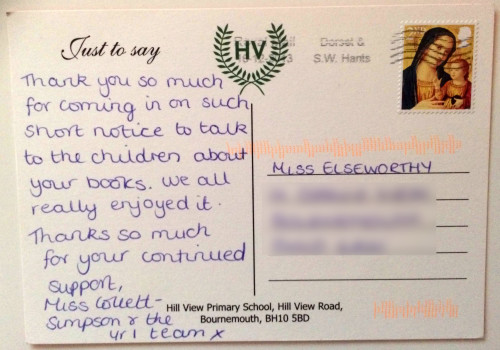 Hill View Primary School Thank You Card